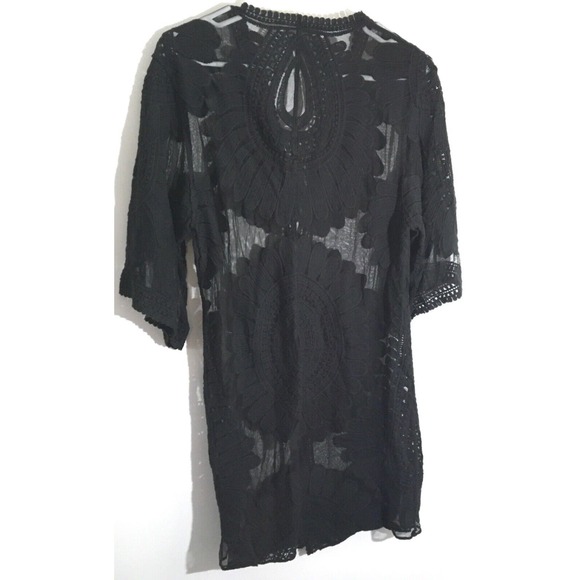 Mesh Cover Up Kimono Women's Size Small Black Open Front Short Boho Gypsy Hippie - Picture 5 of 5